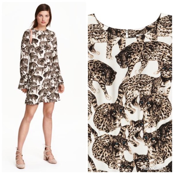 cat print dress h&m
